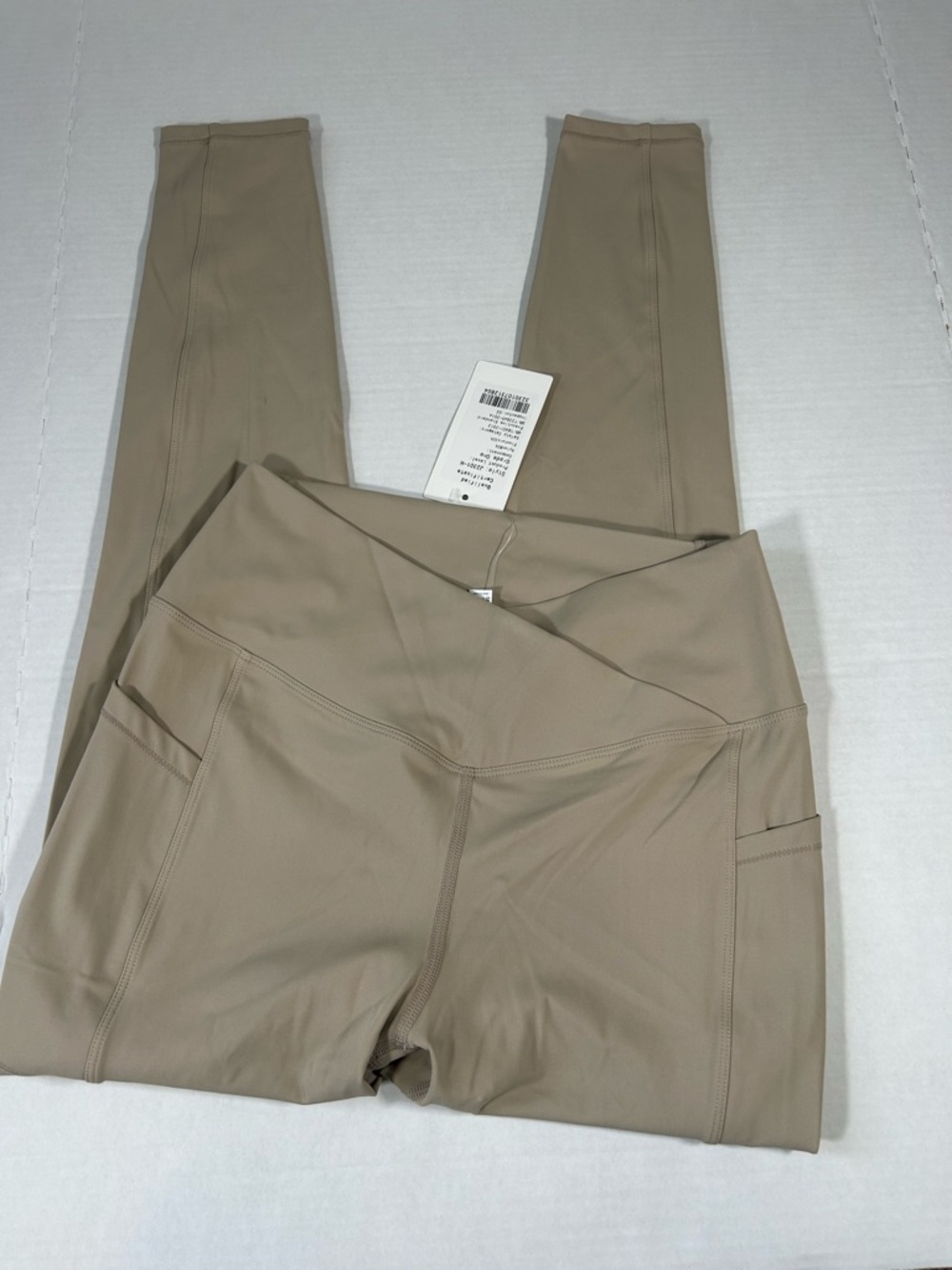High-Rise Pocket Yoga Athletic Legging  - khaki Tan Ultra Soft Stretch shaping